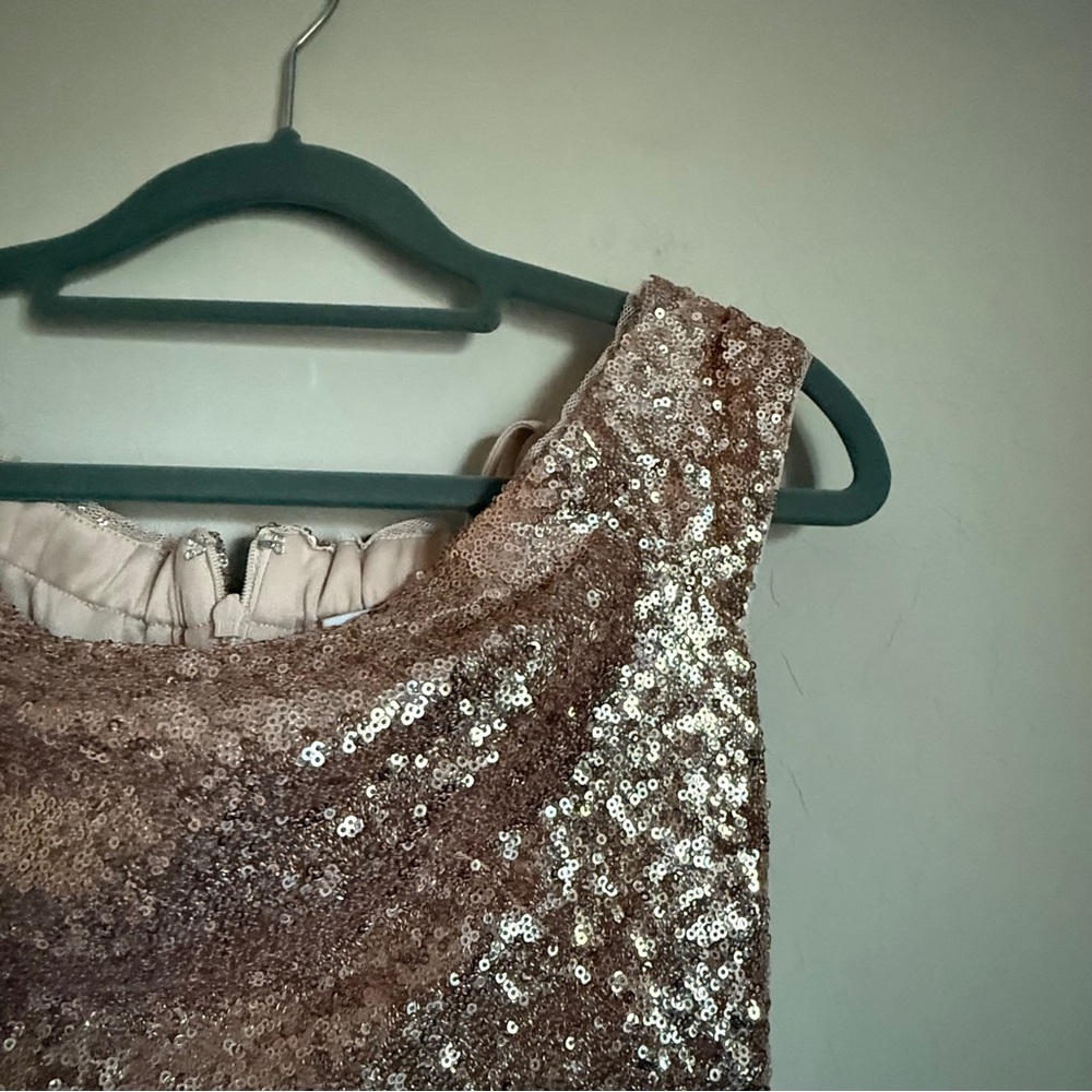 Theia Rose Gold Gemma Sleeveless Cut Sequin Embellishment Maxi Gown Size 4 - Picture 6 of 10